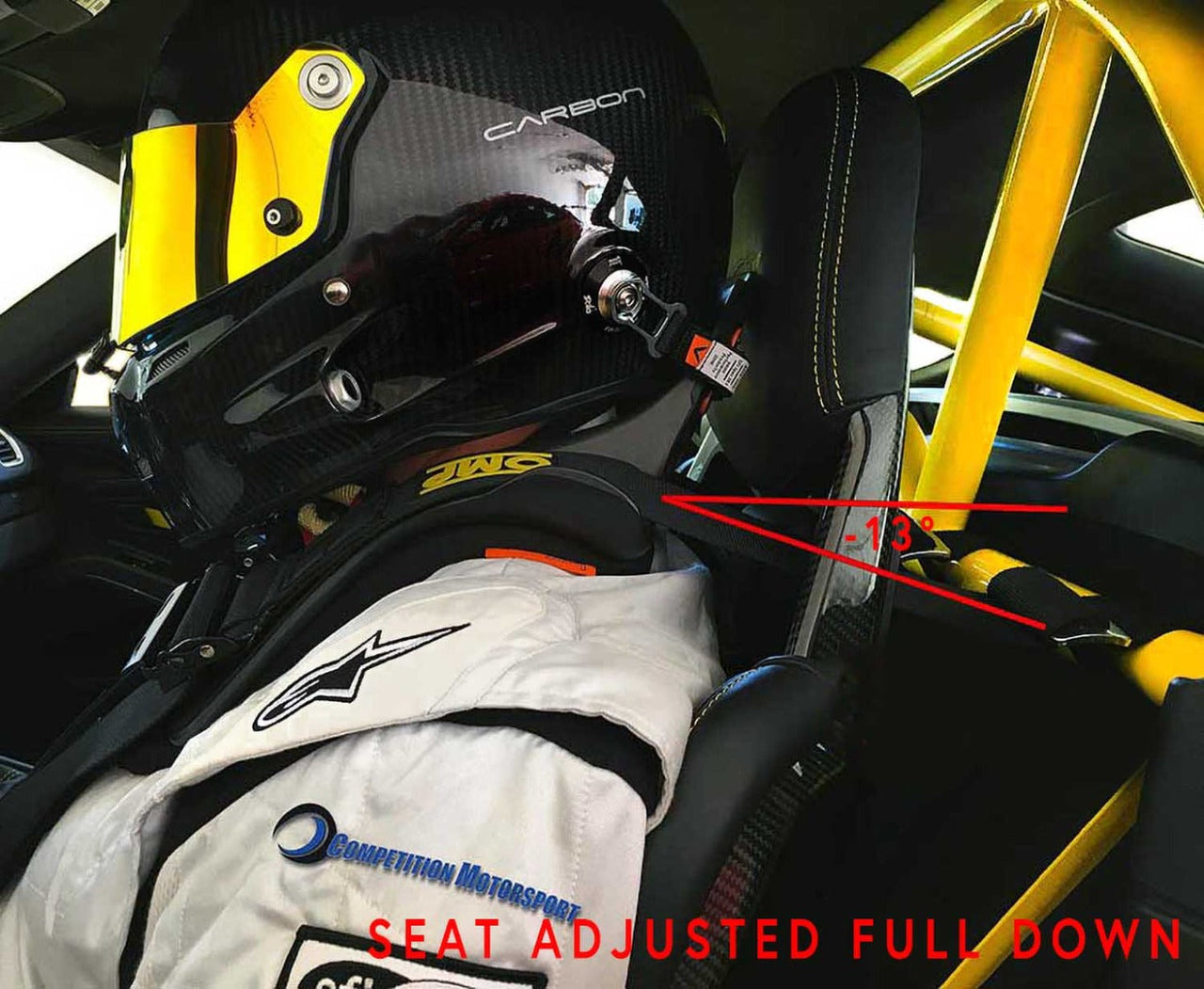 Optimum racing harness mounting angle in Porsche GT4 RS from CMS Performance Roll Bar