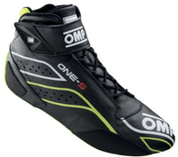 Thumbnail for OMP ONE-S Racing Shoes Black / Yellow Right side profile ImageOMP ONE S AUTO RACING SHOE BLACK YELLOW PROFILE IMAGE