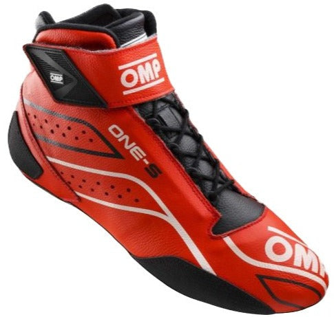 OMP ONE-S Racing Shoes Red / Black Right side profile ImageOMP ONE S AUTO RACING SHOE RED PROFILE IMAGE