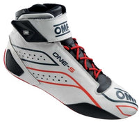 Thumbnail for OMP ONE-S Racing Shoes White / Red Right side profile ImageOMP ONE S AUTO RACING SHOE WHITE PROFILE IMAGE