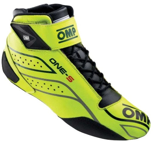OMP ONE-S Racing Shoes Yellow / black Right side profile ImageOMP ONE S AUTO RACING SHOE YELLOW PROFILE IMAGE