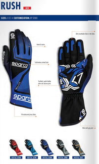 Thumbnail for Sparco Rush Kart Racing Glove Sparco Kart Race Gloves Black / Blue product description and answers